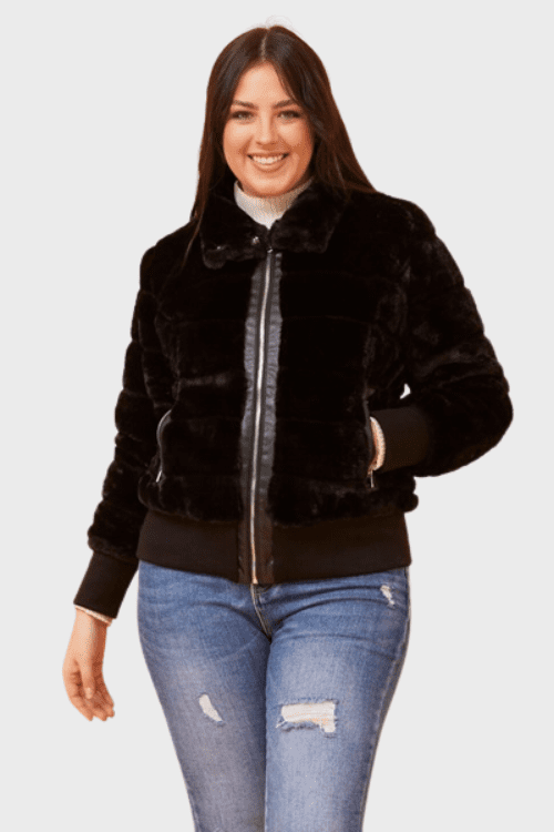 Paige Fur Puffer Jacket - Black
