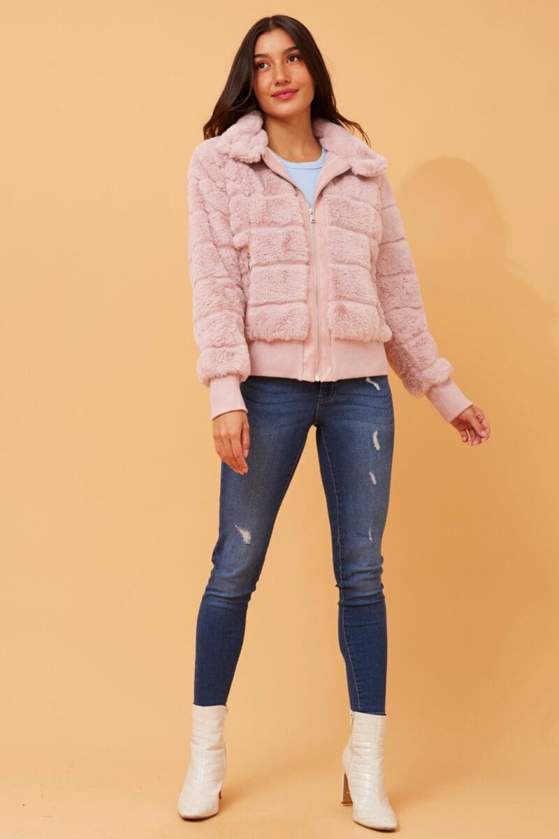 Paige Fur Puffer Jacket - Blush - Image 2