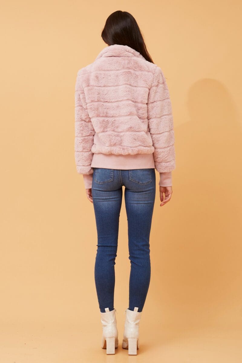 Paige Fur Puffer Jacket - Blush - Image 5