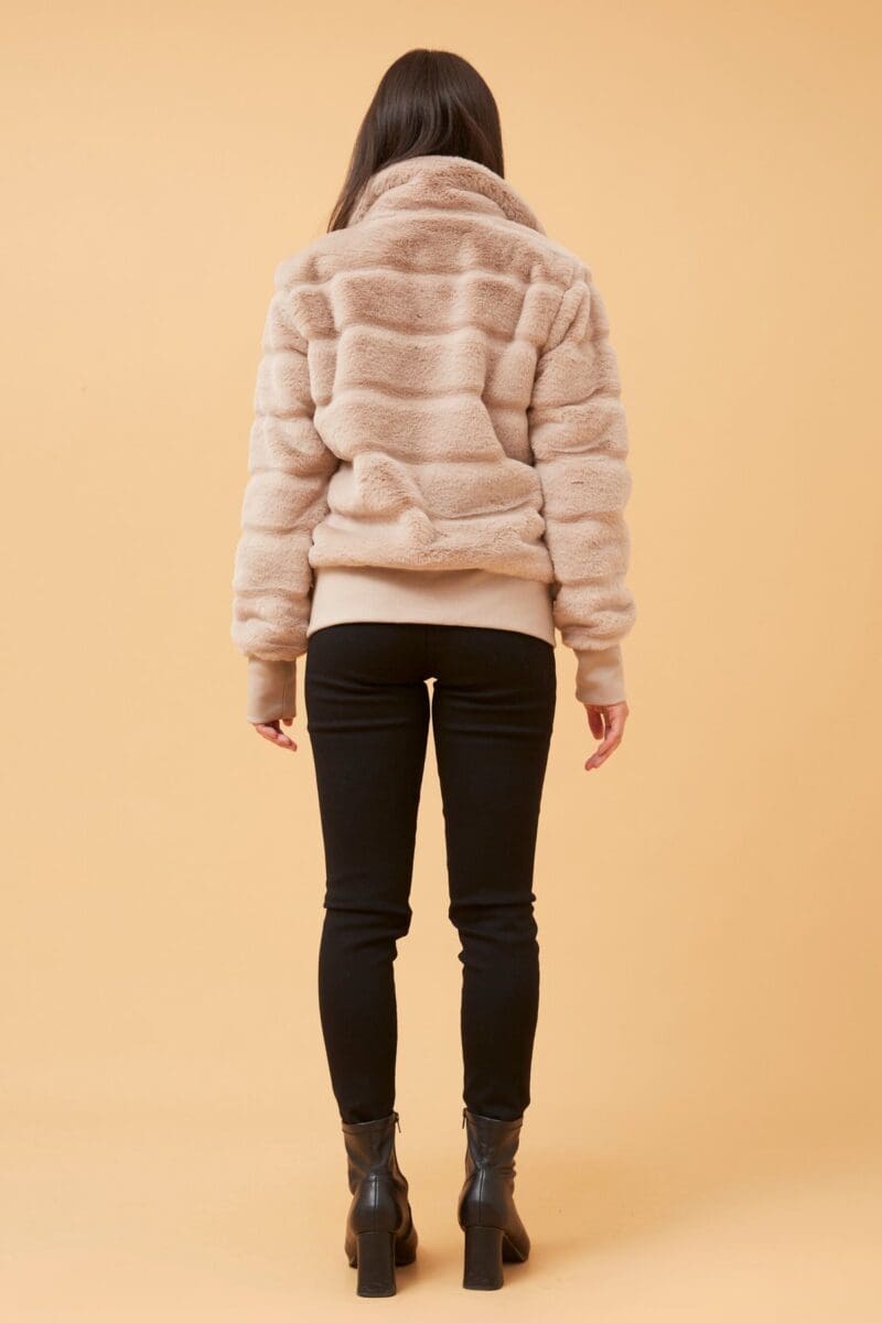 Paige Fur Puffer Jacket - Latte - Image 2