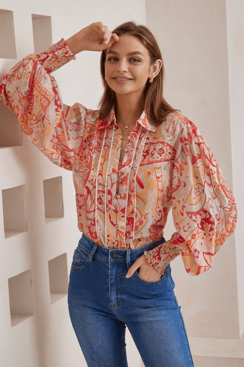 Maia Blouse - Boho Red