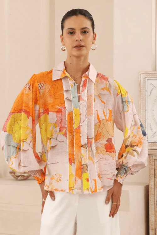 Maia Blouse - Orange Bloom