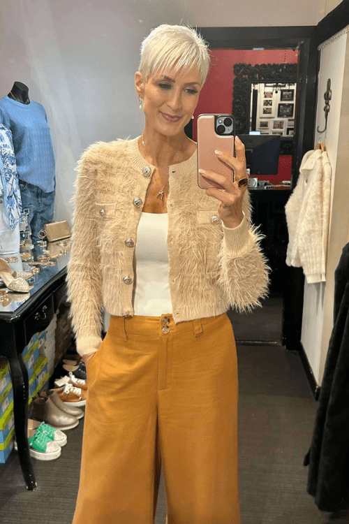 Shaggy Crop Cardi - Latte