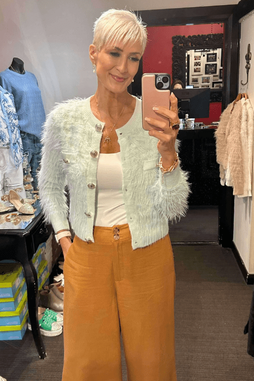 Shaggy Crop Cardi - Mint