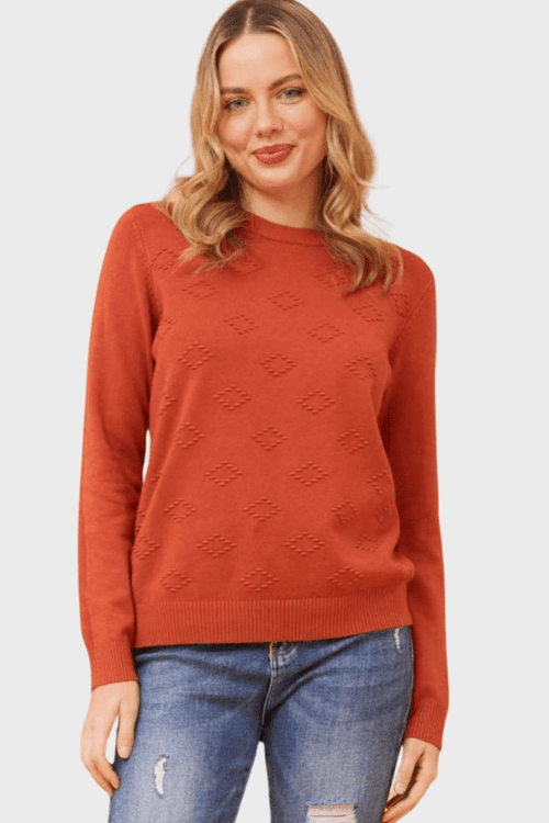 Darcy Diamond Knit - Burnt Orange