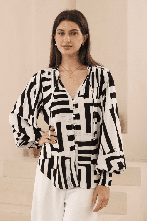 Elysia Blouse - Black & White