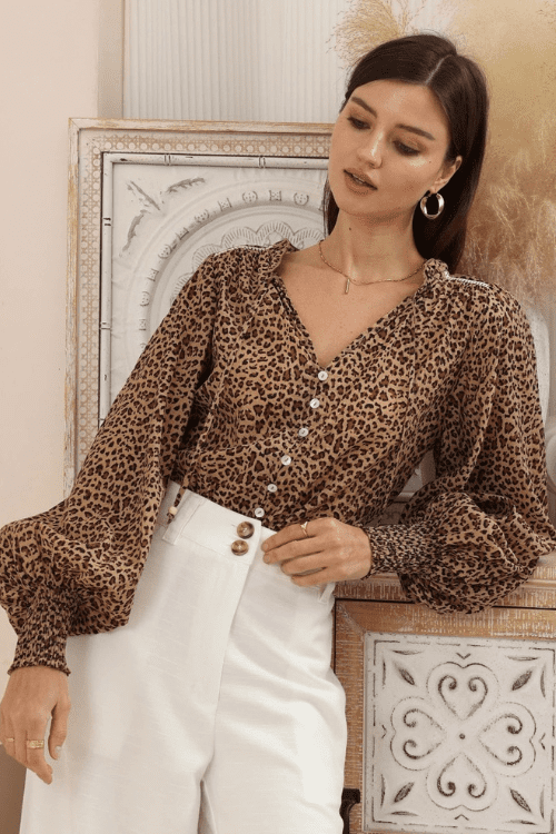 Elysia Blouse - Leopard