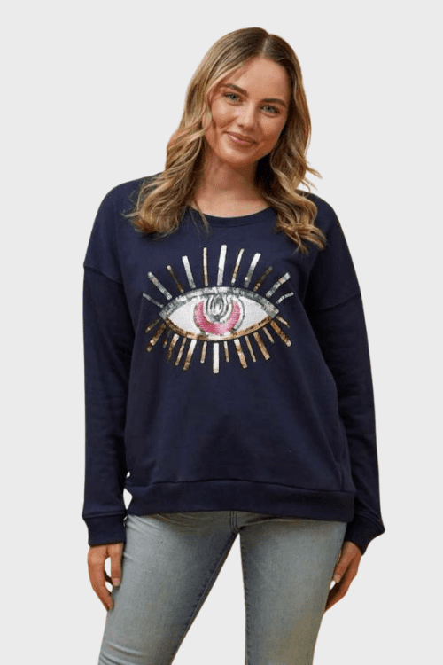 Evil Eye Sweatshirt - Navy
