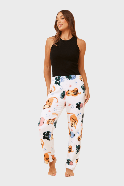 Plush Pyjama Pants - Cats & Plants
