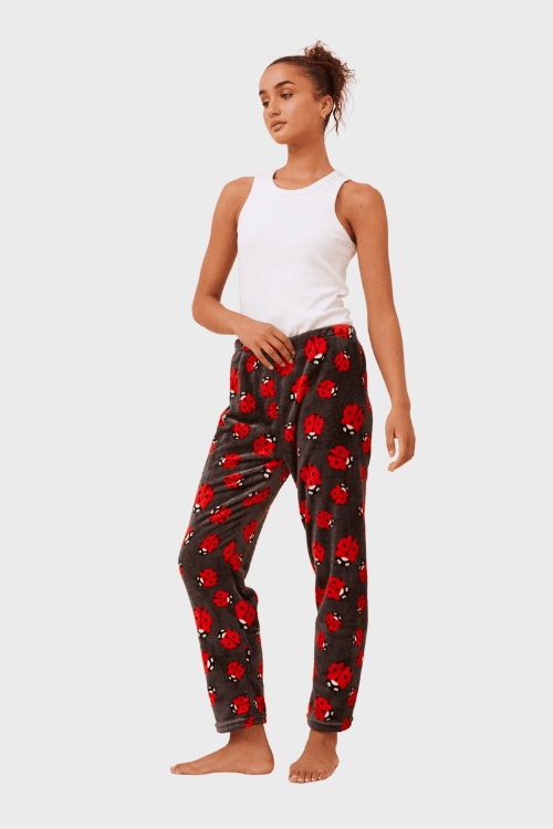 Plush Pyjama Pants - Ladybugs