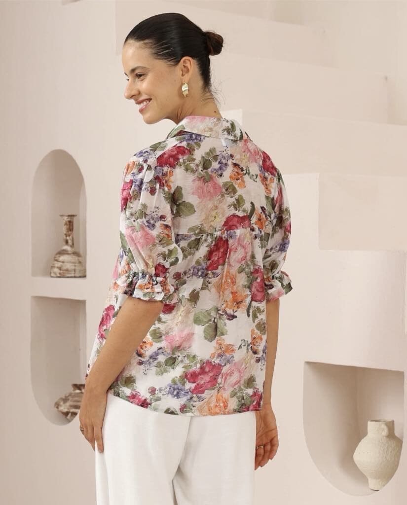 Lily Blouse - White Floral - Image 2