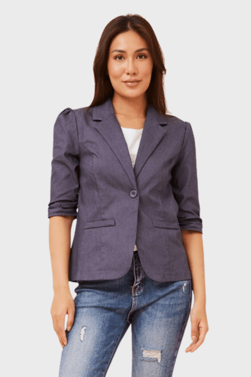 Milos Solid Blazer - Denim