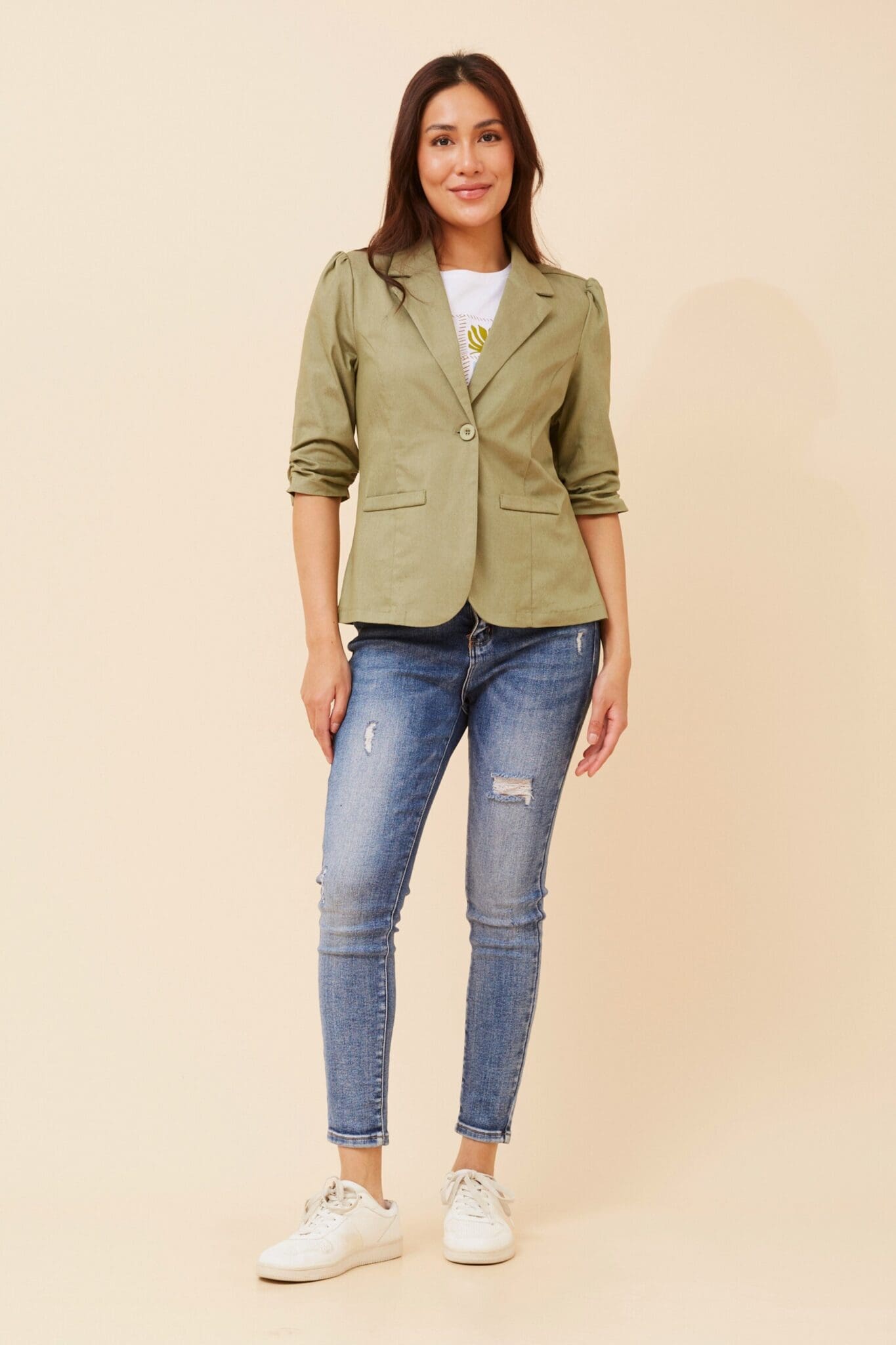 Milos Solid Blazer - Sage - Image 2