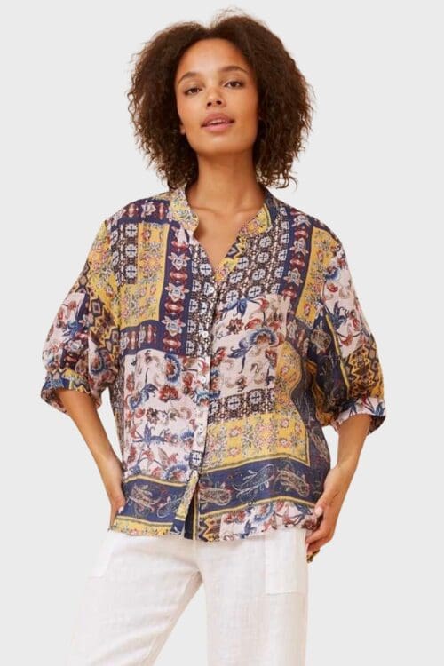 Aspen Top - Brown Patchwork