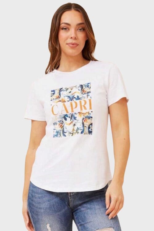 Capri Tee - Blue/White