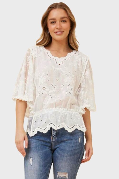Anisa Lace Blouse - White