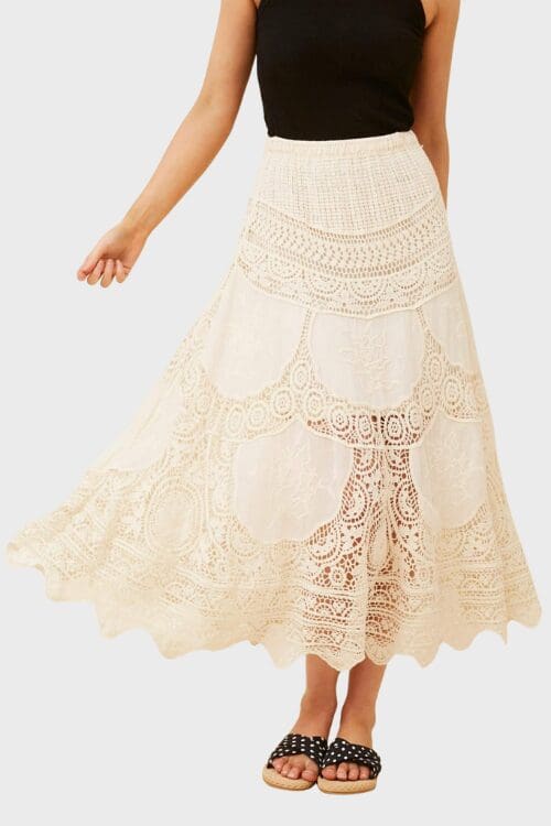 Emma Crochet Skirt - Beige