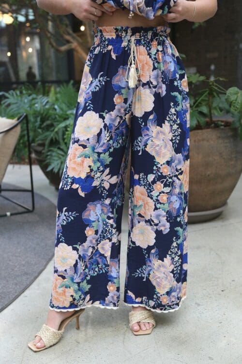 Navy Bloom Pants