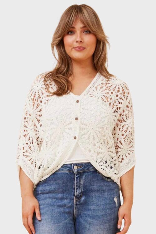 Adina Crochet Cardigan - White