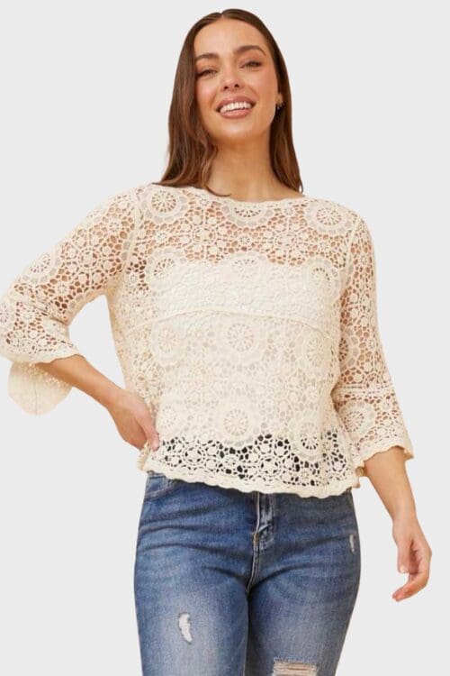 Savanah Crochet Blouse - Cream