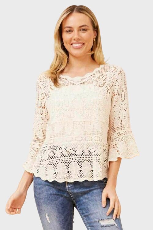 Odella Crochet Blouse - Cream