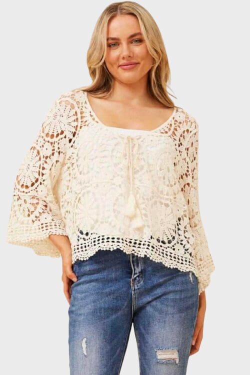 Jayna Crochet Blouse - Cream