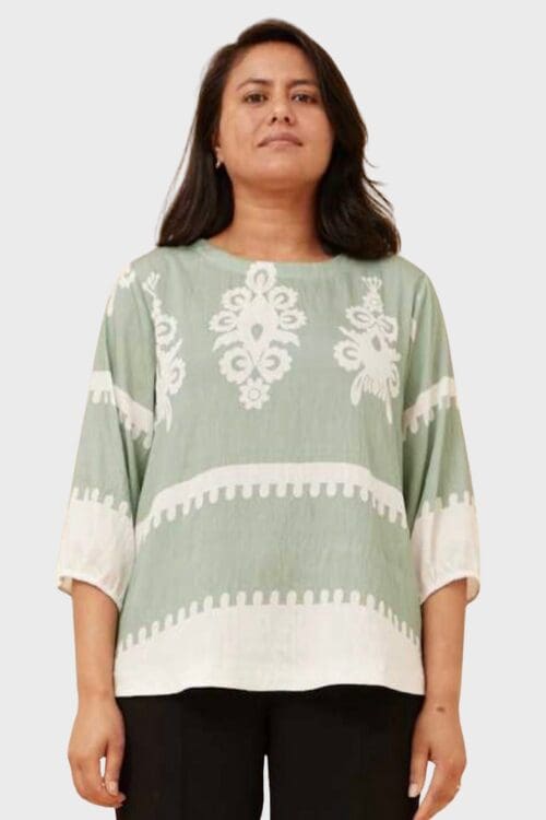 Priya Boho Blouse - Mint