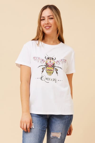 Queen Bee Tee - White - Image 3
