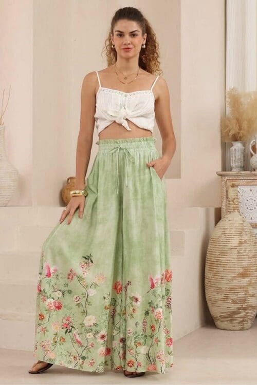 Lime Bird Garden Pants