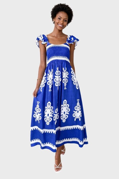 Priya Ruffle Cami Maxi - Blue