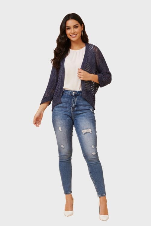 Osana Crochet Cardigan - Navy