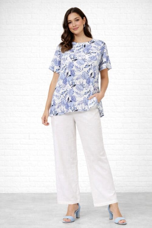 Lynette Top - Blue Leaf