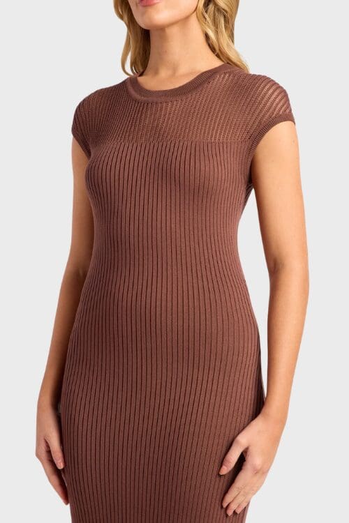 Sidney Knit Midi Dress - Chocolate - Image 4