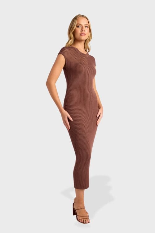 Sidney Knit Midi Dress - Chocolate - Image 5