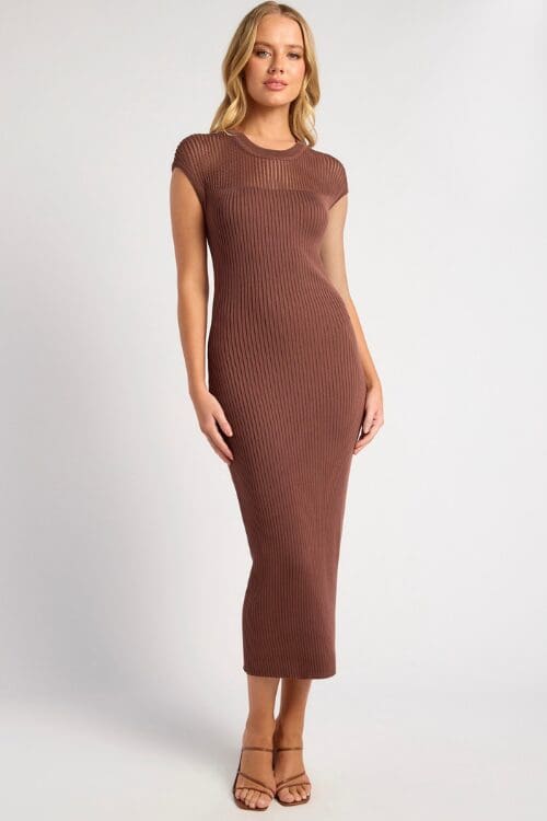 Sidney Knit Midi Dress - Chocolate
