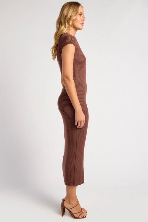 Sidney Knit Midi Dress - Chocolate - Image 2