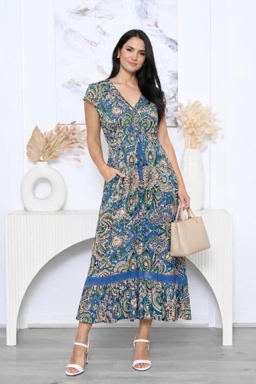 Bronwyn Maxi - Paisley Green & Blue - Image 2