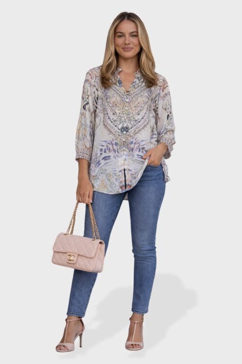 Lilac Leopard Crystal Blouse