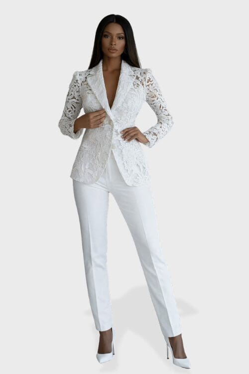 Leyann Lace Blazer - White