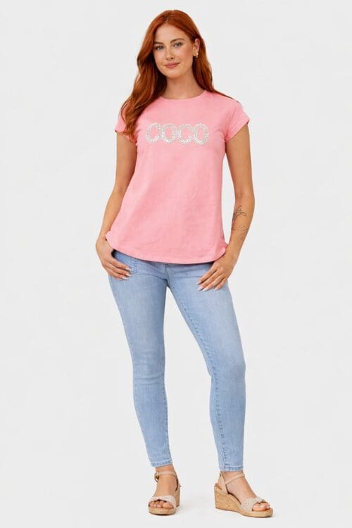 Coco Bold Tee - Baby Pink