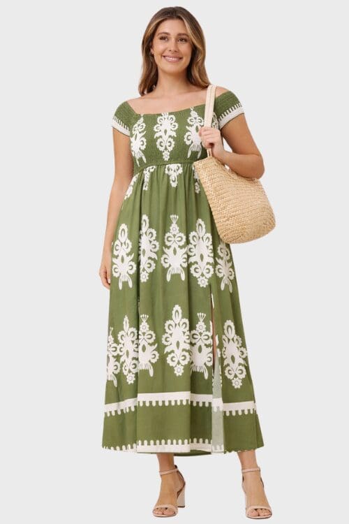 Priya Off Shoulder Maxi - Green