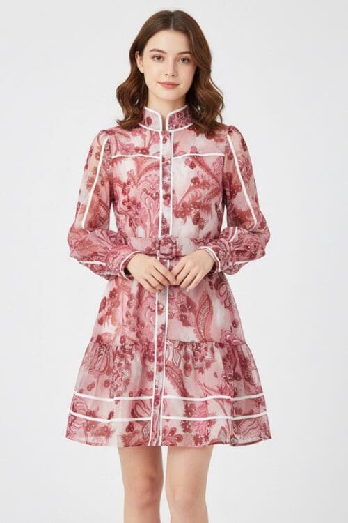 Idola Mini Dress - Wine - Image 3